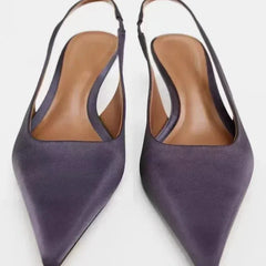 Elegant Purple Satin Low Heel
