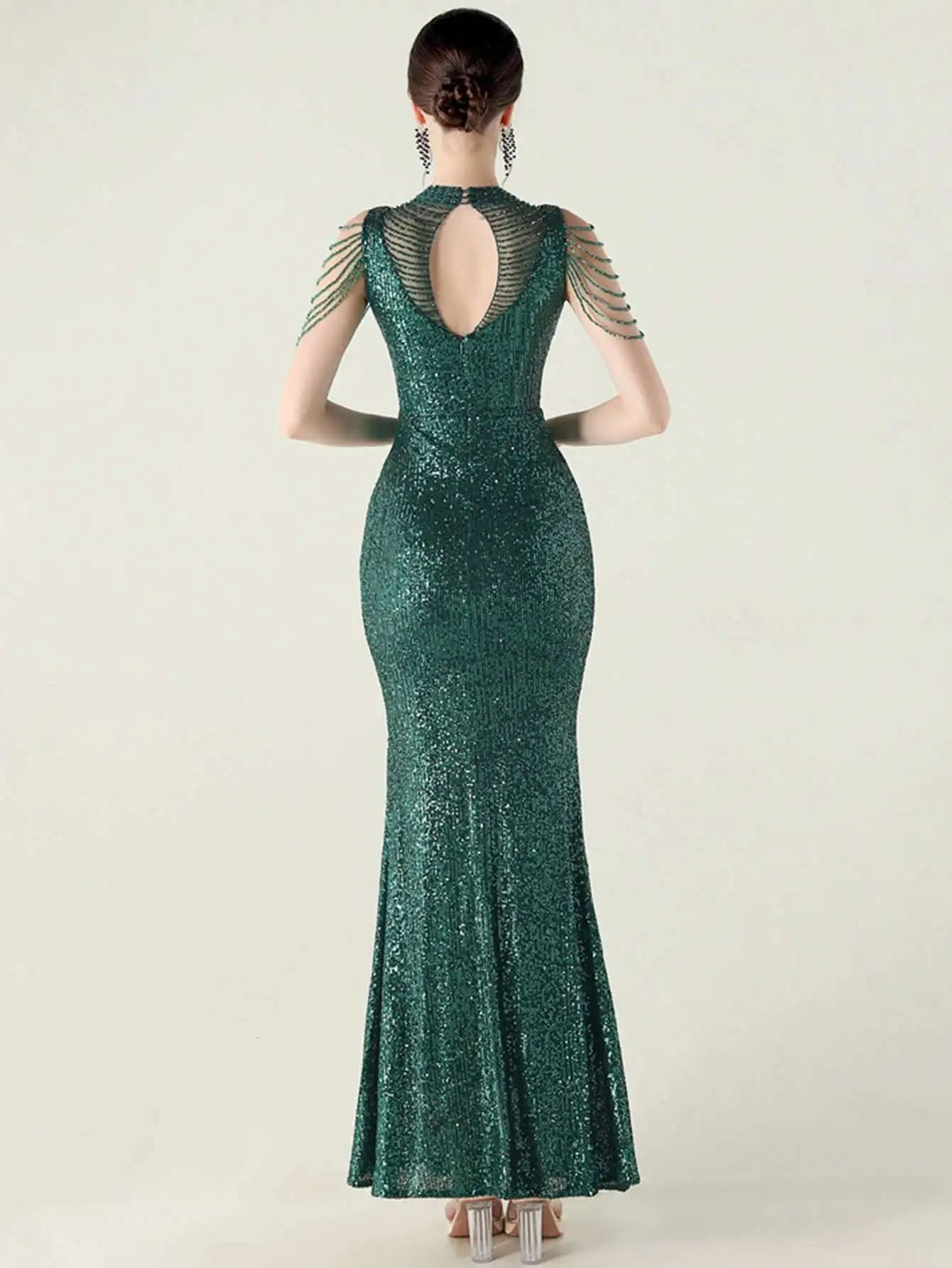 Elegant Rhinestone Sequin Sleeveless Birthday Wedding Dress