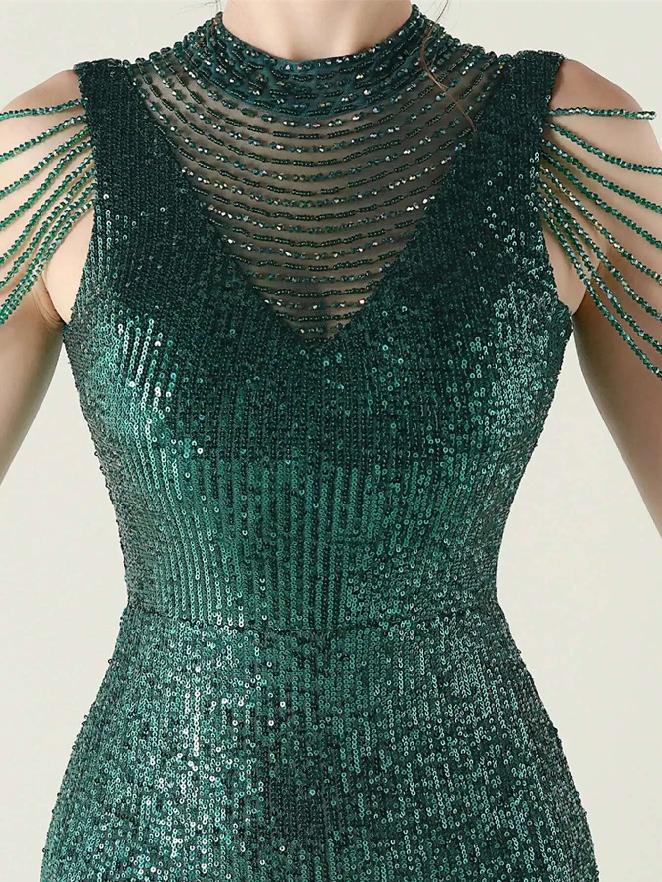 Elegant Rhinestone Sequin Sleeveless Birthday Wedding Dress