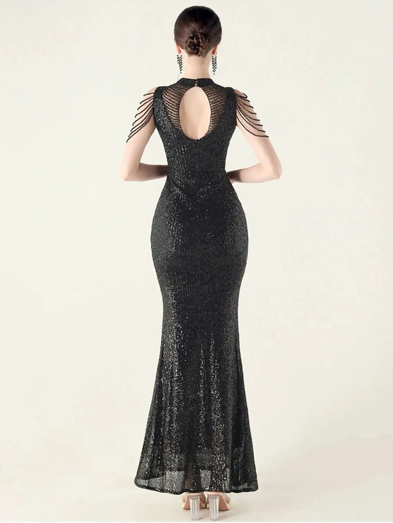 Elegant Rhinestone Sequin Sleeveless Birthday Wedding Dress