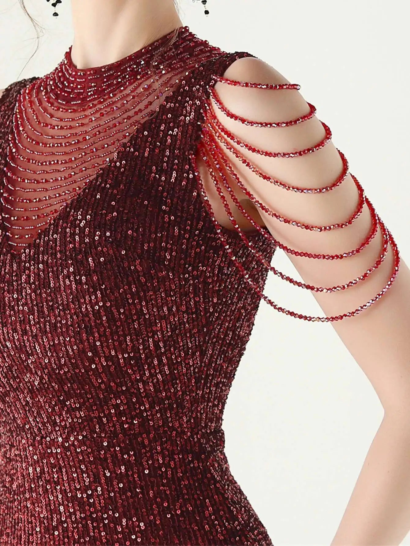Elegant Rhinestone Sequin Sleeveless Birthday Wedding Dress