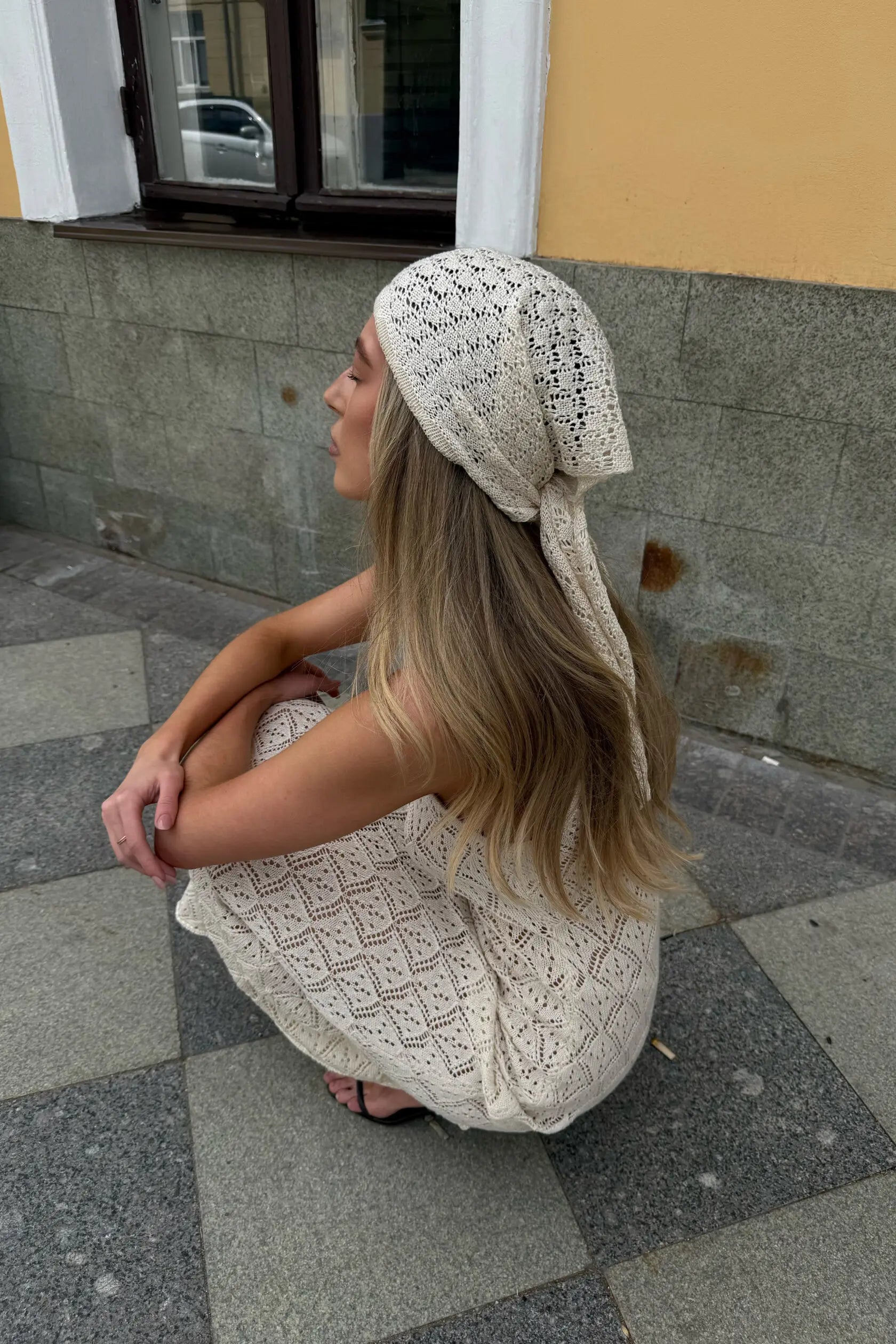 Elegant Round Neck Sleeveless Knit Slim Vacation Beach Wear Maxi Dresses