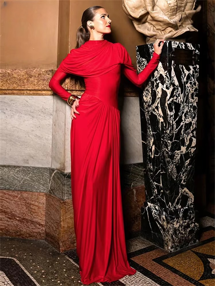 Elegant Ruched Birthday Party Ankle-Length Maxi Dress