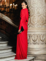 Elegant Ruched Birthday Party Ankle-Length Maxi Dress