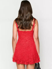 Elegant Ruffle Asymmetrical Hem Slip Sleeveless Dress