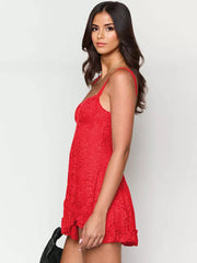 Elegant Ruffle Asymmetrical Hem Slip Sleeveless Dress