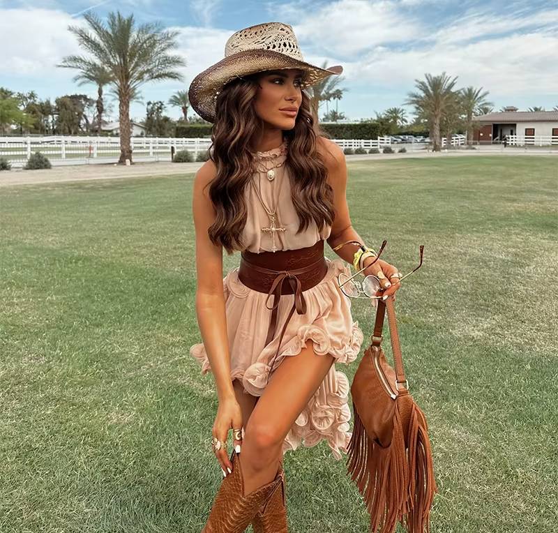 Elegant Ruffle Sleeveless Halter Irregular Ruffles Loose Mini Skirt Set
