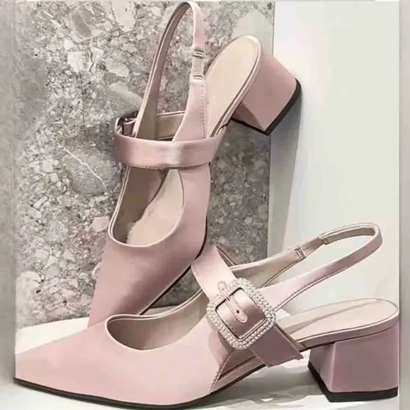 Elegant Satin Chunky Heel