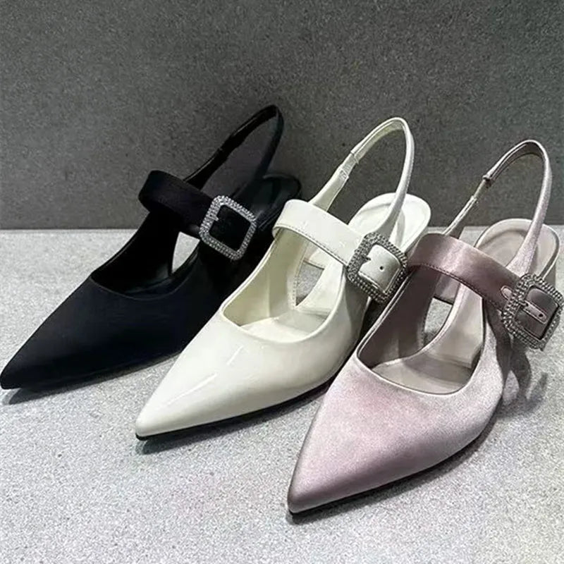 Elegant Satin Chunky Heel