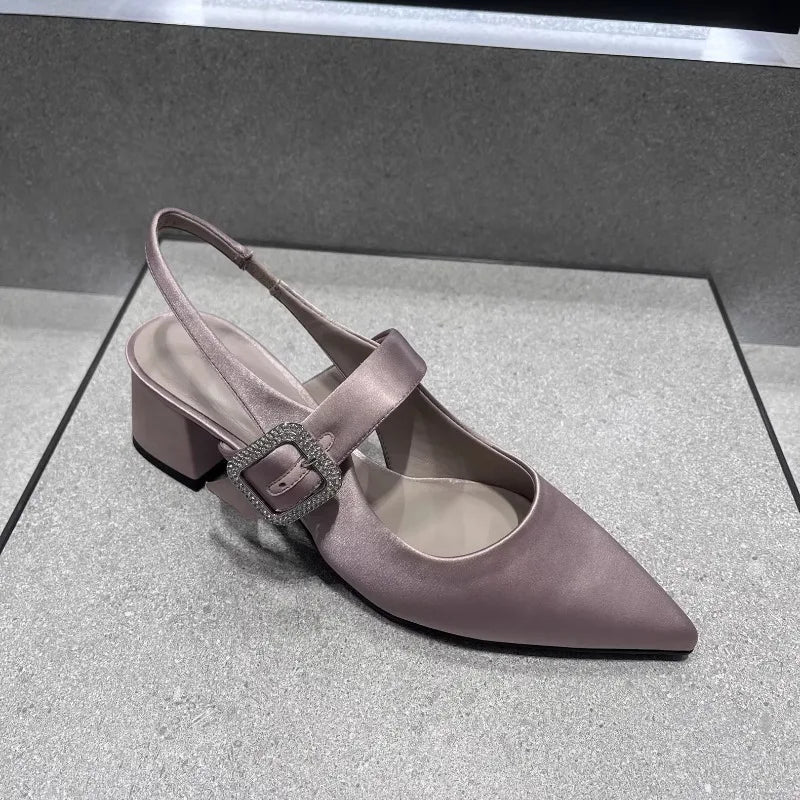 Elegant Satin Chunky Heel