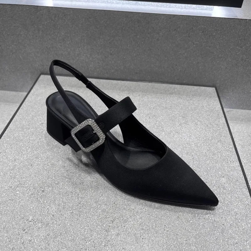 Elegant Satin Chunky Heel