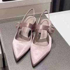 Elegant Satin Chunky Heel