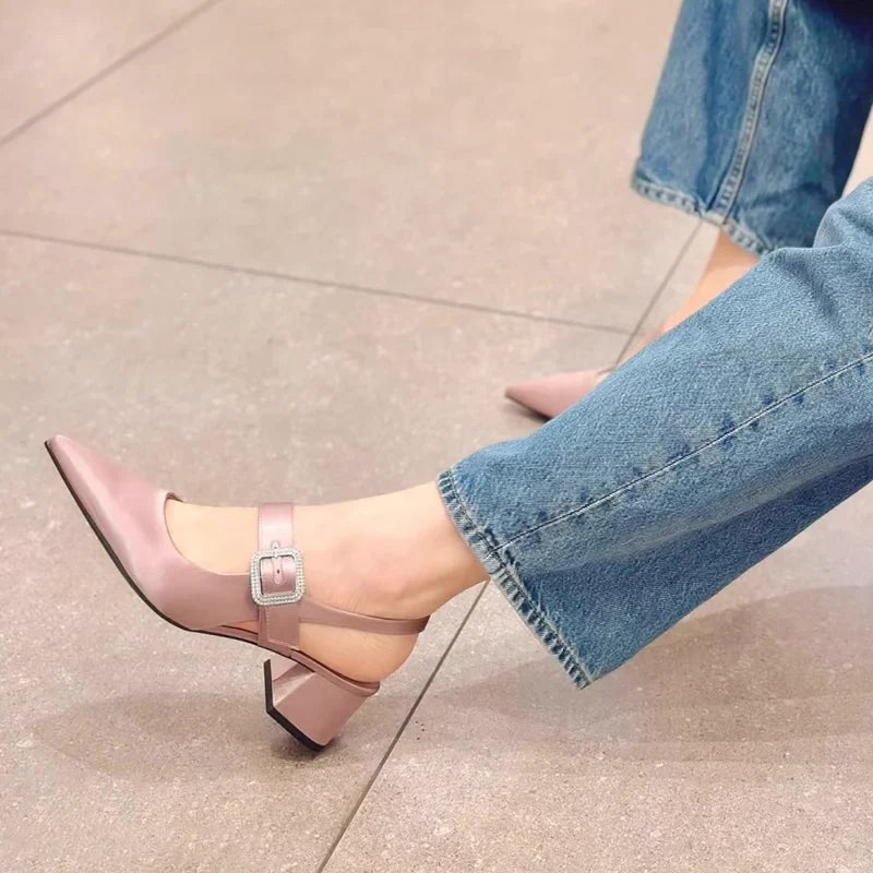 Elegant Satin Chunky Heel