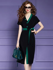 Elegant Satin V-Neck Designer High Quality Party Dress