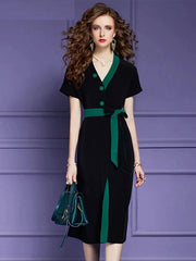 Elegant Satin V-Neck Designer High Quality Party Dress