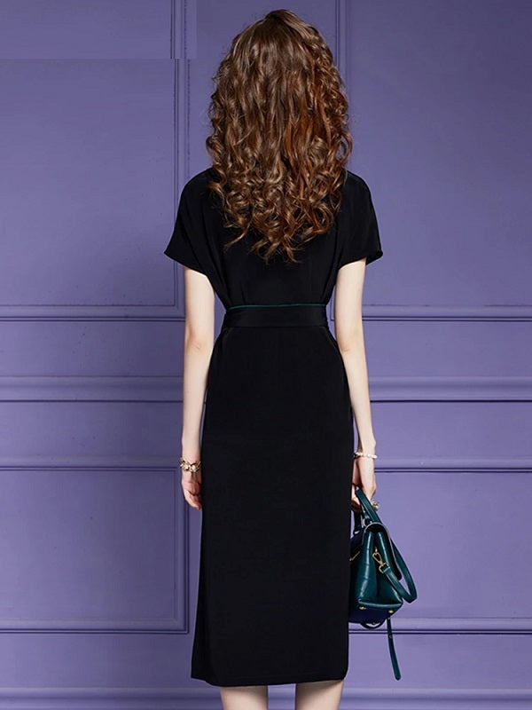 Elegant Satin V-Neck Designer High Quality Party Dress