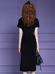 Elegant Satin V-Neck Designer High Quality Party Dress