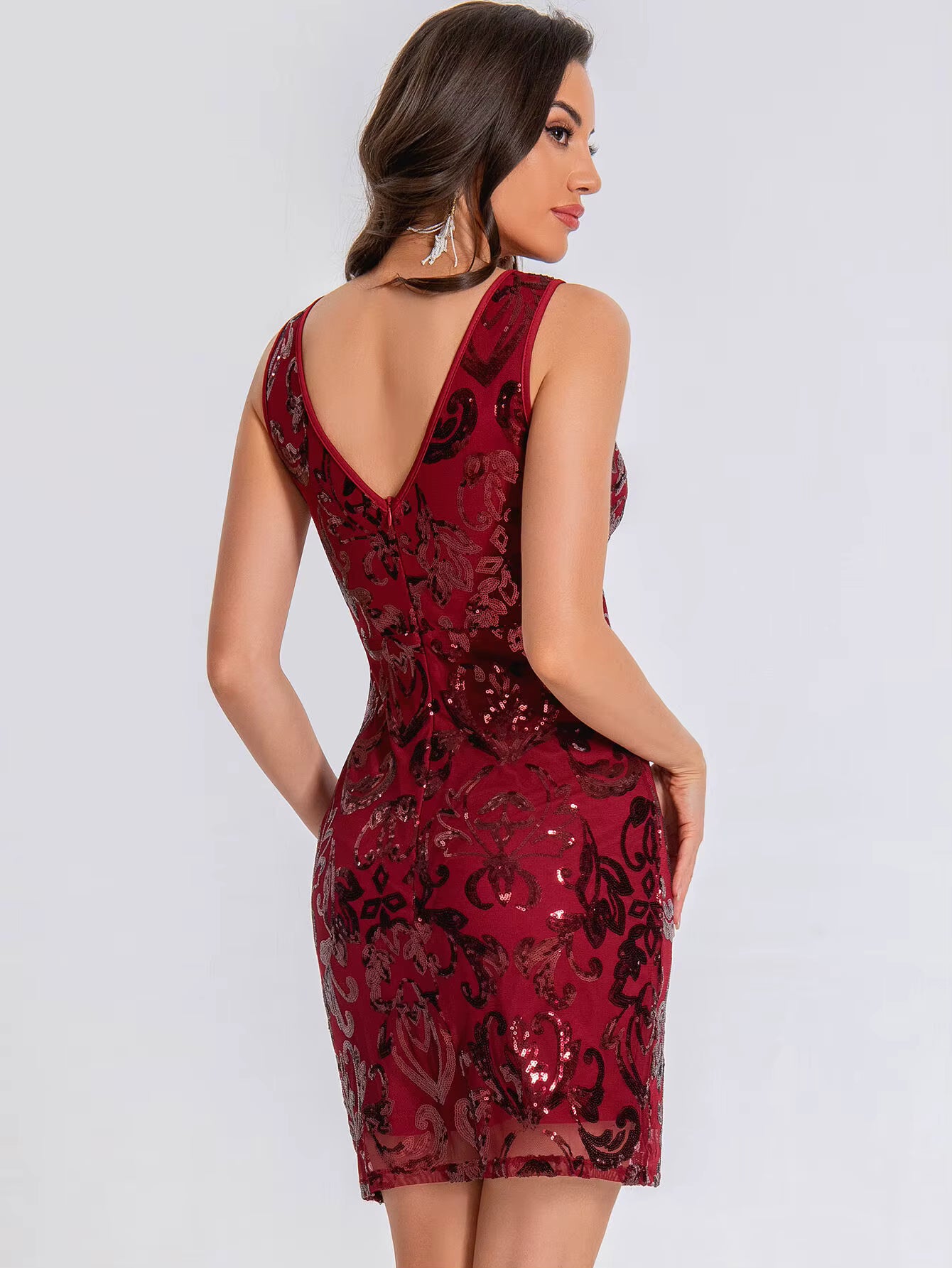 Elegant See Synthetic Fiber Through Sequin Prom Short Mini Dresses