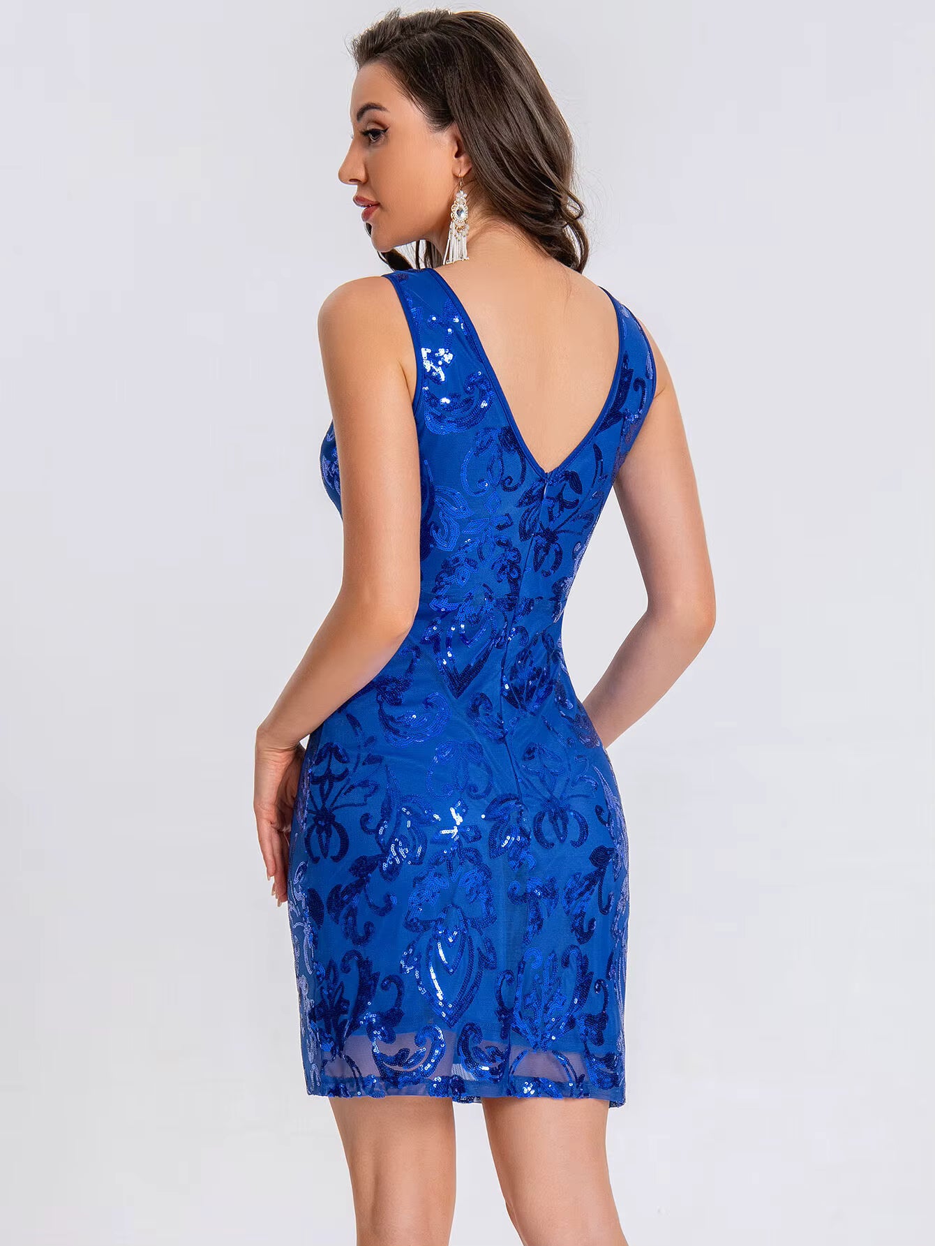 Elegant See Synthetic Fiber Through Sequin Prom Short Mini Dresses