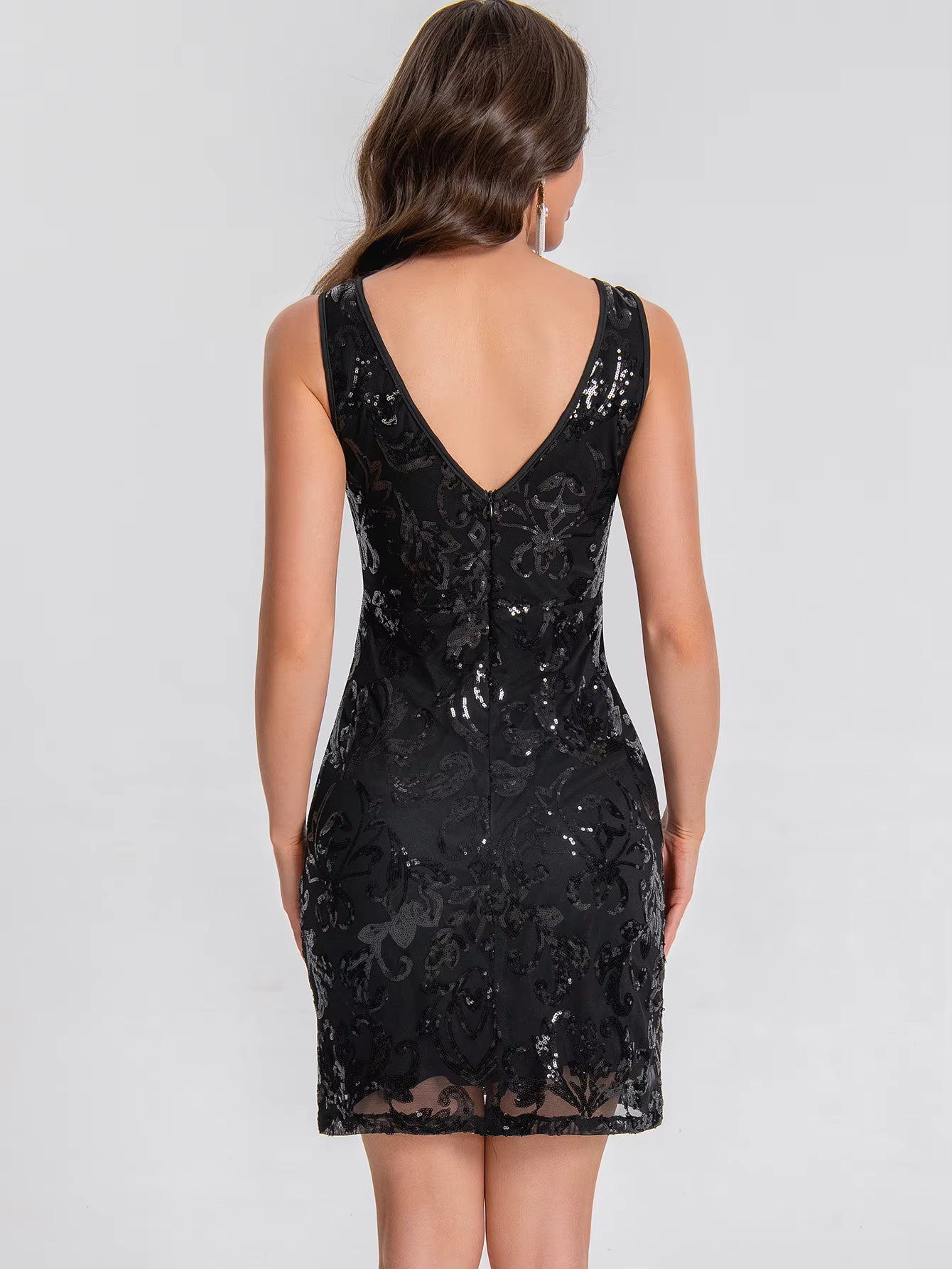Elegant See Synthetic Fiber Through Sequin Prom Short Mini Dresses