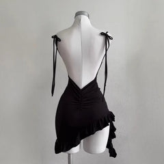 Casual Sleelveless Backless Lace Up High Street Party Club Bodycon Mini Dress
