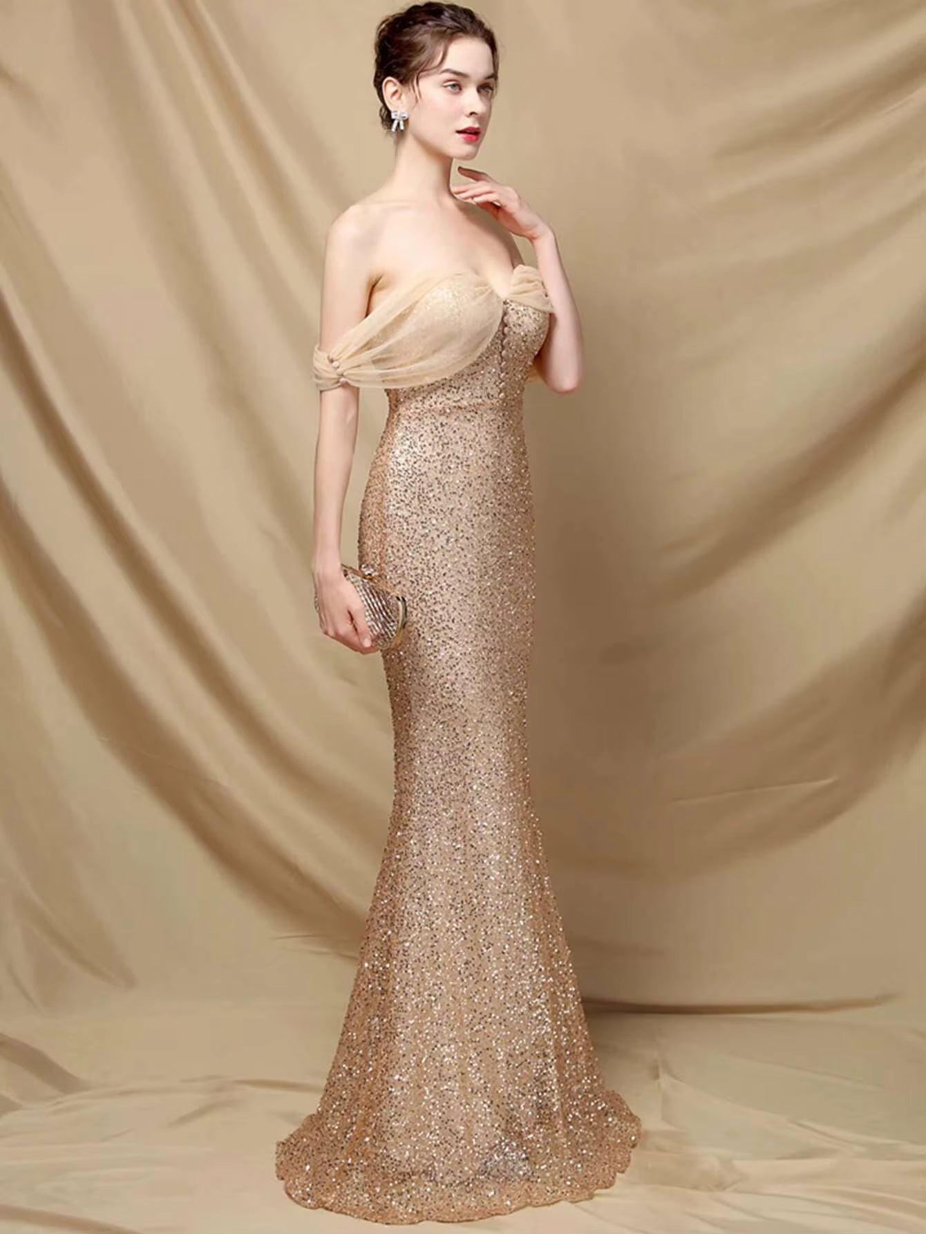 Elegant Sequin Backless Spaghetti Strap prom Long Maxi Dresses