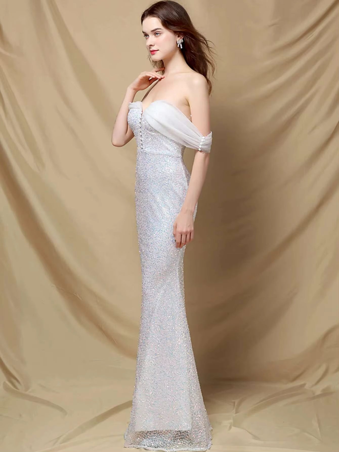 Elegant Sequin Backless Spaghetti Strap prom Long Maxi Dresses