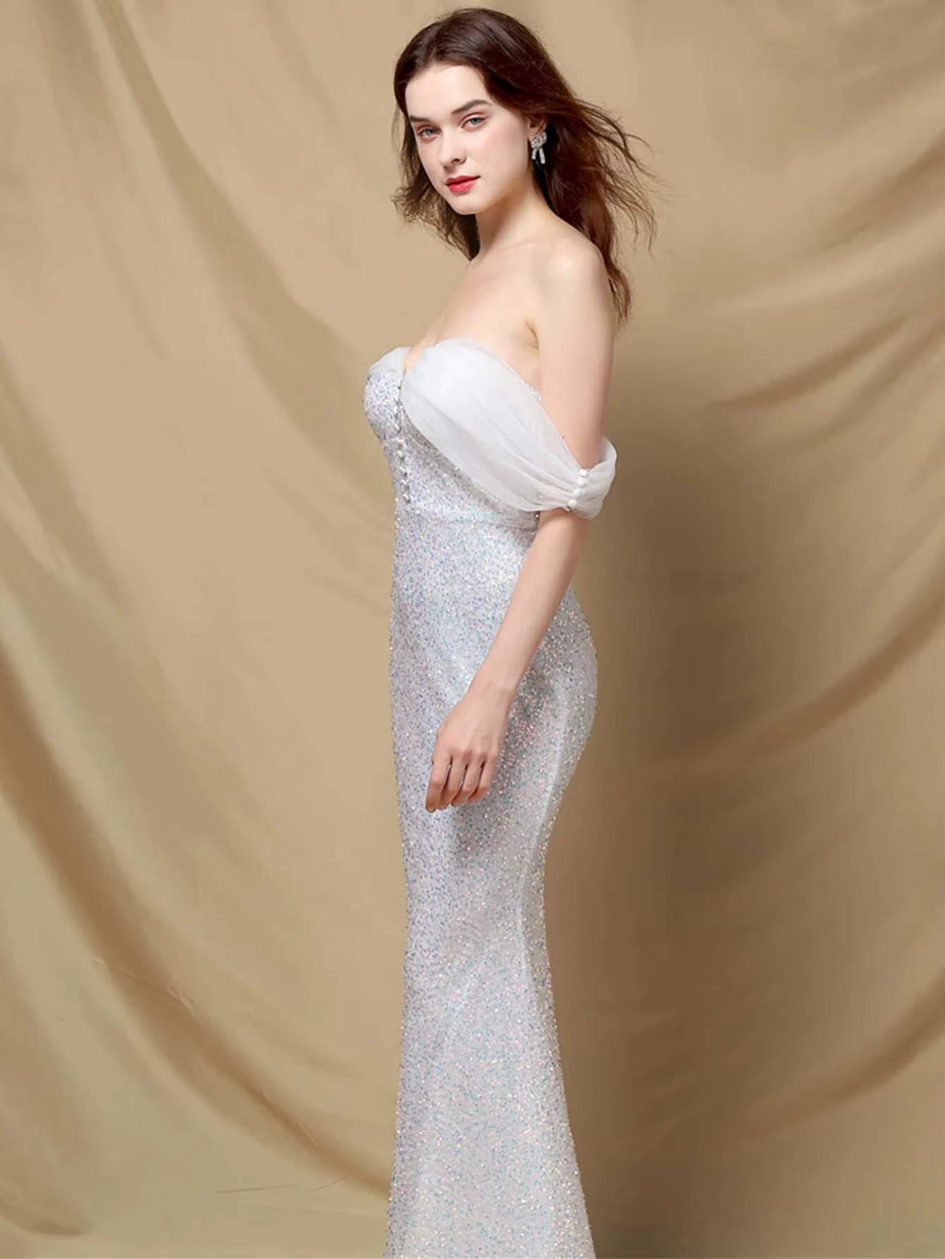 Elegant Sequin Backless Spaghetti Strap prom Long Maxi Dresses