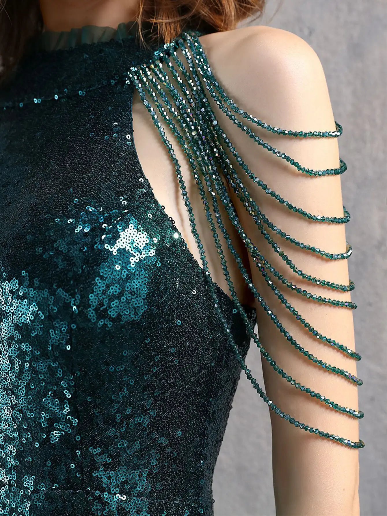 Elegant Sequin Medium Stretch Birthday Prom Long Maxi Dress