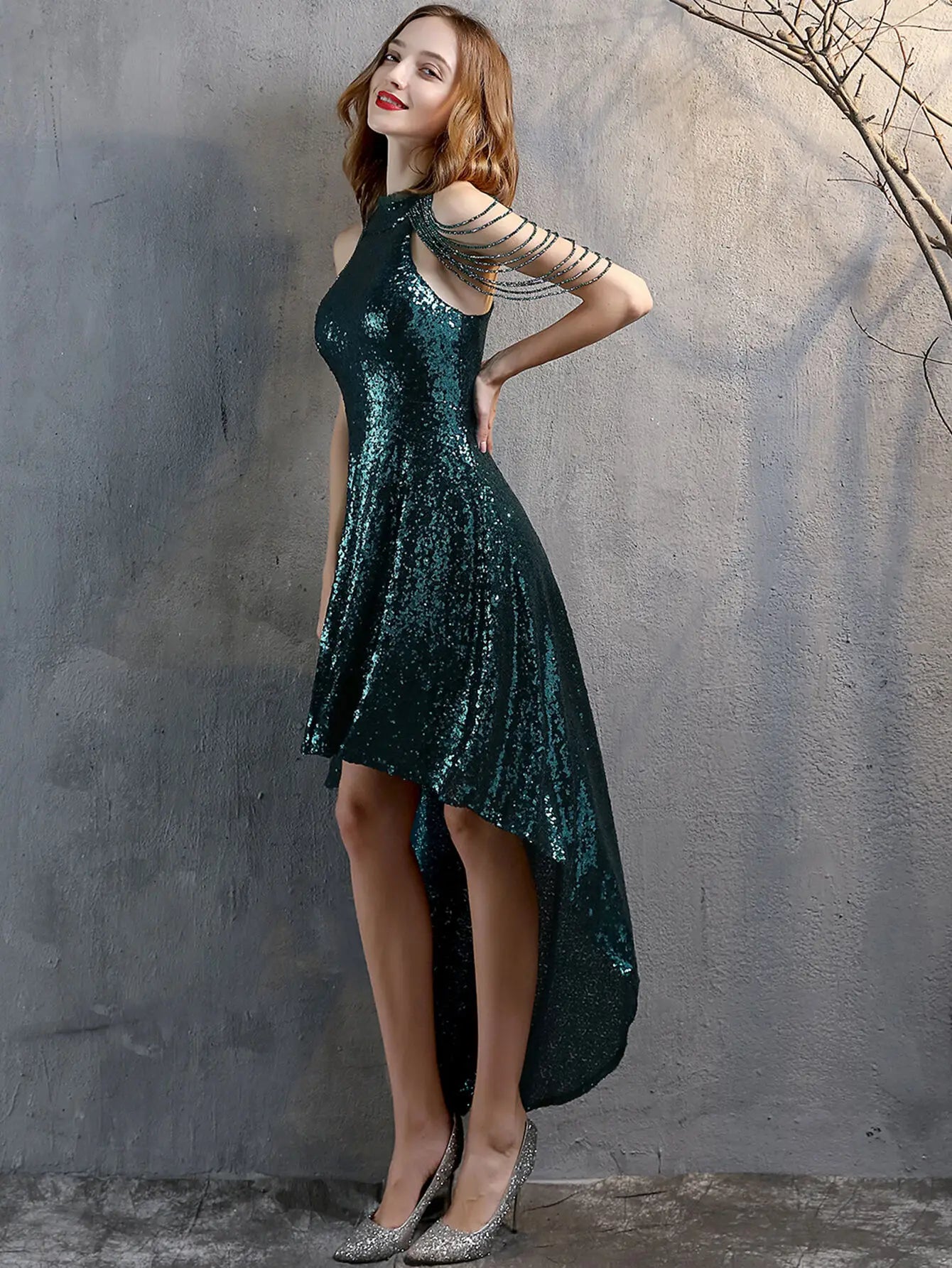 Elegant Sequin Medium Stretch Birthday Prom Long Maxi Dress