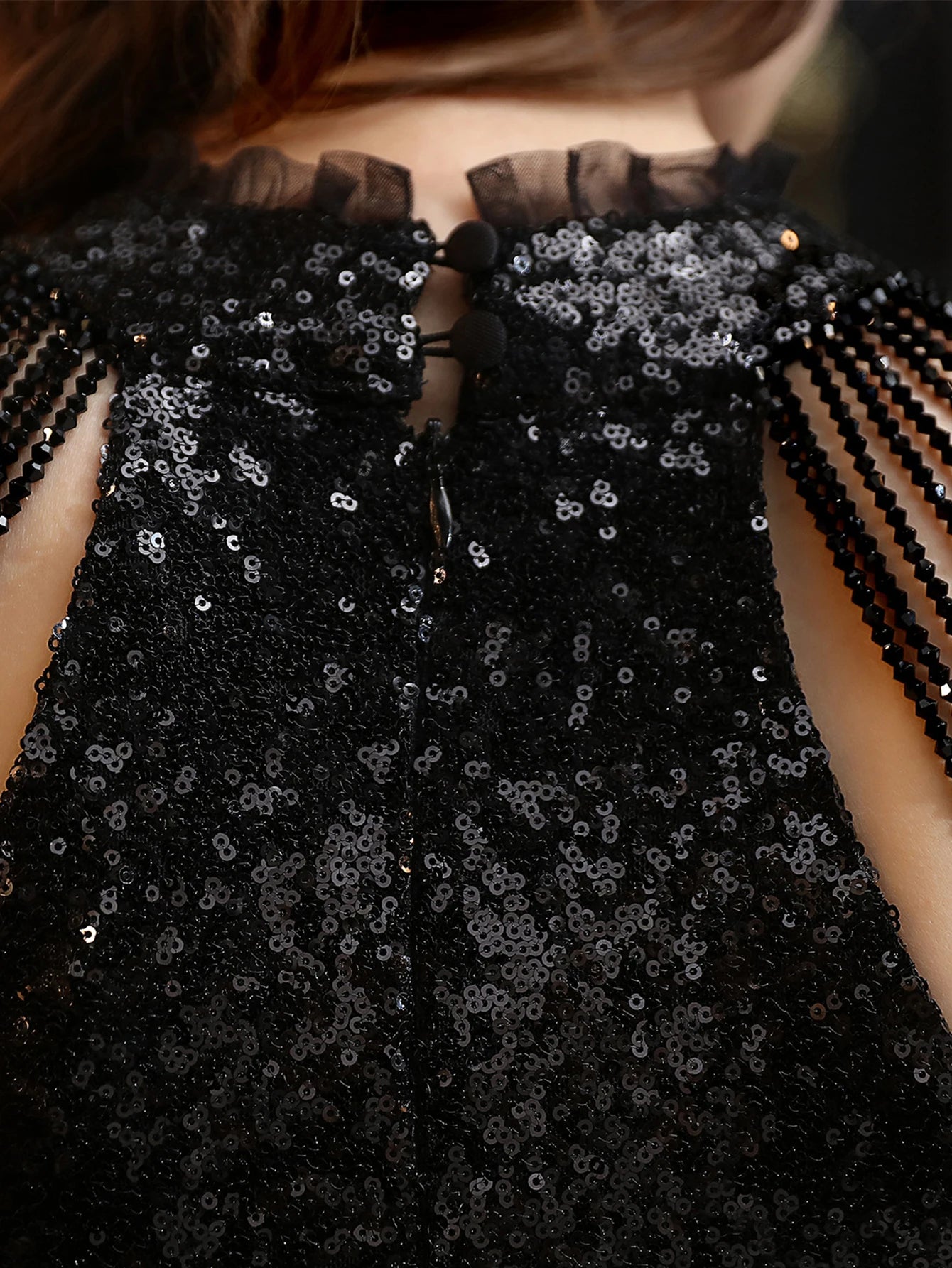 Elegant Sequin Medium Stretch Birthday Prom Long Maxi Dress