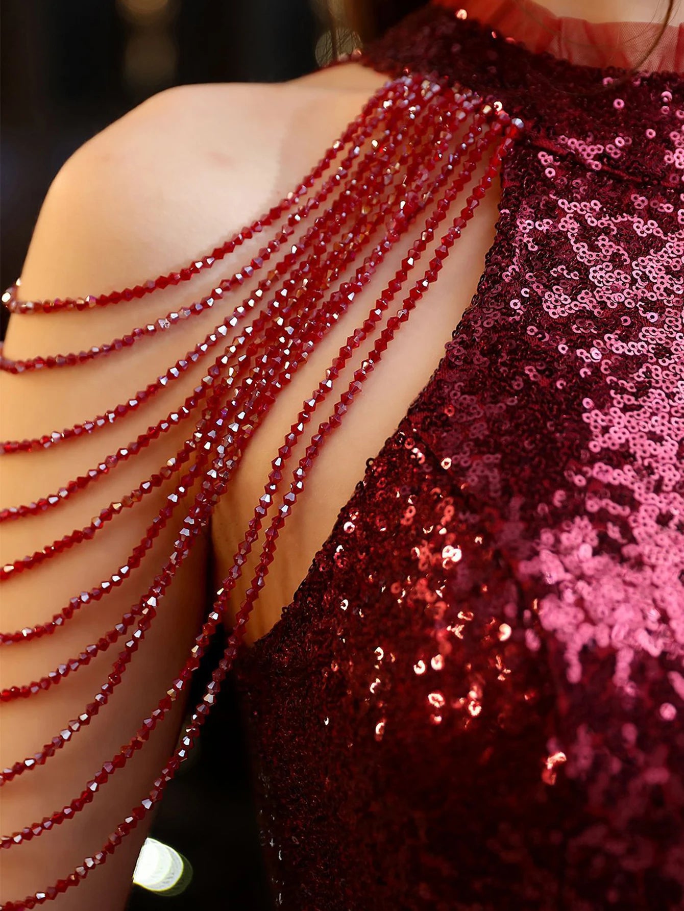 Elegant Sequin Medium Stretch Birthday Prom Long Maxi Dress