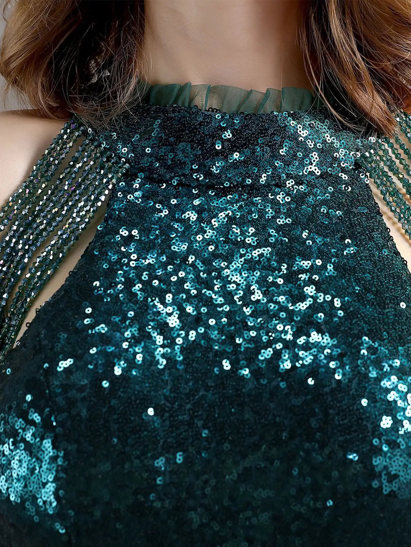 Elegant Sequin Medium Stretch Birthday Prom Long Maxi Dress