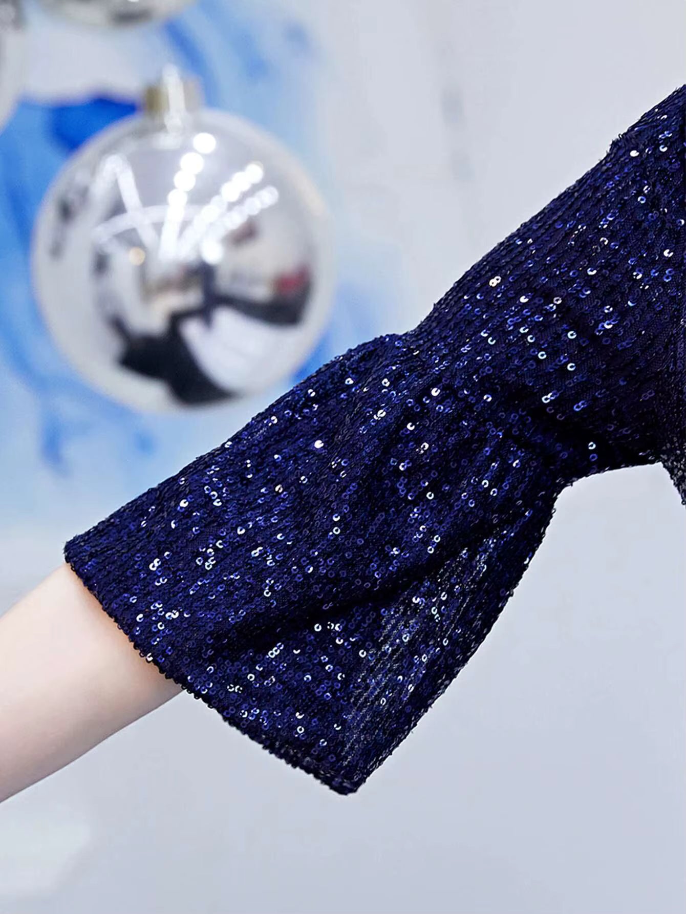 Elegant Sequin O-Neck Zipper Luxury Evening Long Maxi Dress