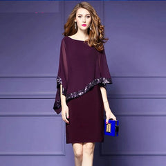 Elegant Sequined Chiffon Office Party Dress