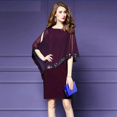 Elegant Sequined Chiffon Office Party Dress
