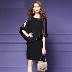 Elegant Sequined Chiffon Office Party Dress