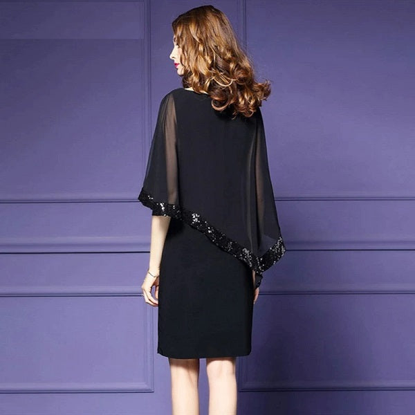 Elegant Sequined Chiffon Office Party Dress