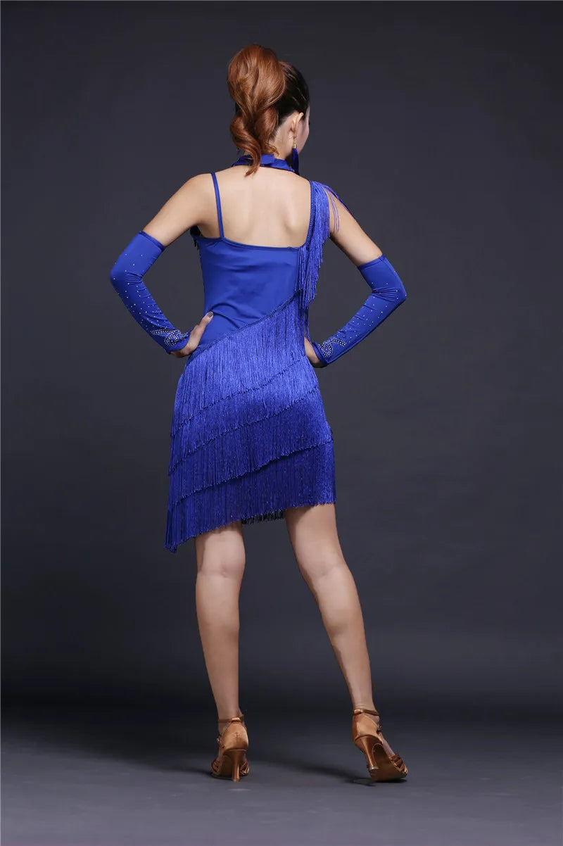 Elegant Sequins Cha Cha Tango Bollywood Dancing Skirt Stage Performance Latin Dance Mini Dresses