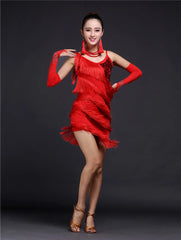 Elegant Sequins Cha Cha Tango Bollywood Dancing Skirt Stage Performance Latin Dance Mini Dresses