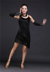 Elegant Sequins Cha Cha Tango Bollywood Dancing Skirt Stage Performance Latin Dance Mini Dresses