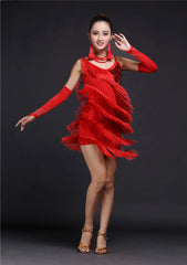 Elegant Sequins Cha Cha Tango Bollywood Dancing Skirt Stage Performance Latin Dance Mini Dresses