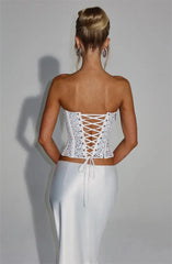Elegant Sequins Sparkle Scarf Collar Crop Tops And Maxi Skirt Club Party Satin Skirt Matching Set