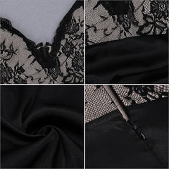 Elegant Evening Party Spaghetti Strap Lace Deep V Club Midi Dress