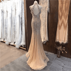 Elegant Evening Night High Neck Long Formal Prom Wedding Party Gowns