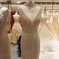 Elegant Evening Night High Neck Long Formal Prom Wedding Party Gowns