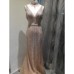 Elegant Evening Night High Neck Long Formal Prom Wedding Party Gowns
