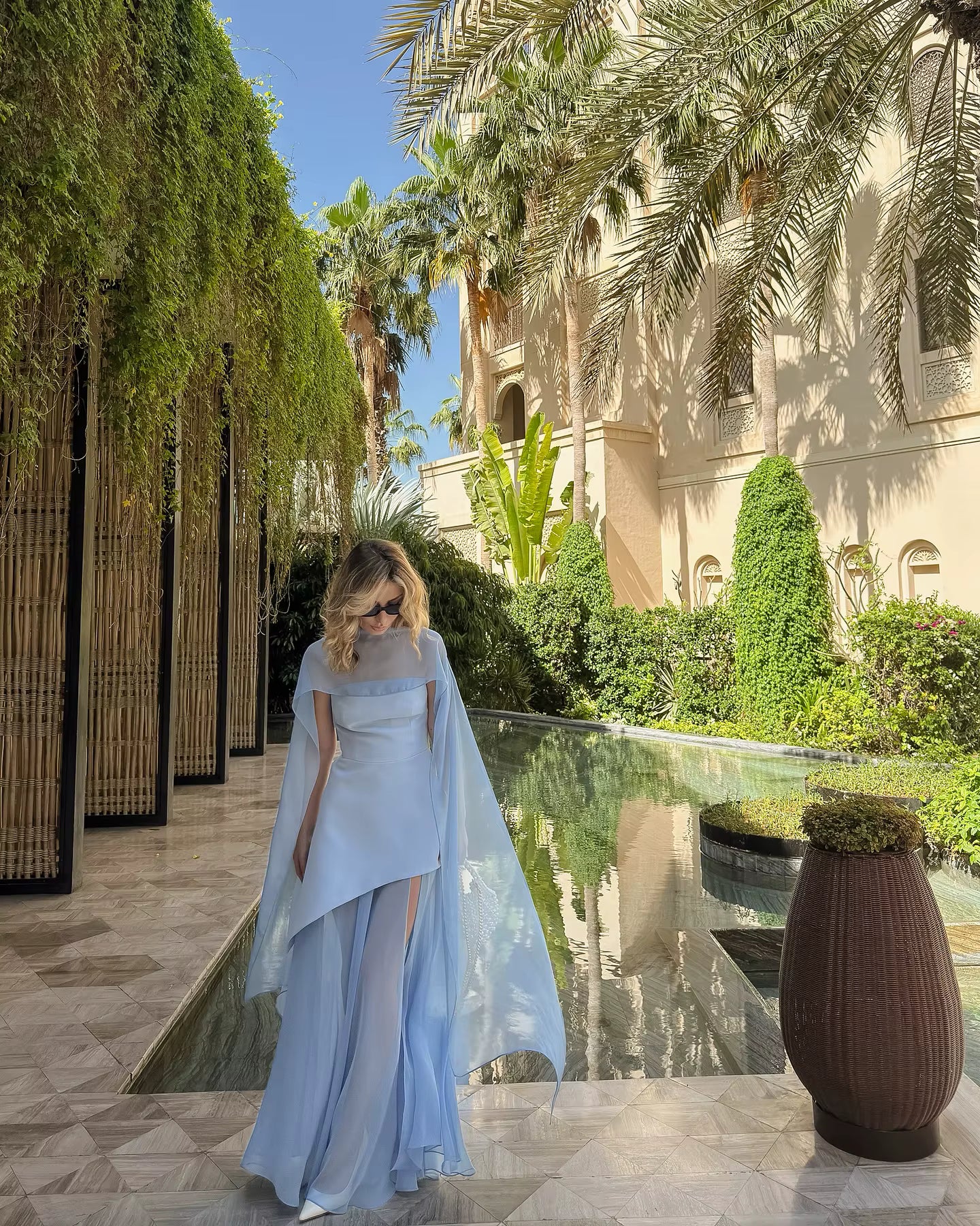 Elegant Shawl-Collar Cape Cover Up Ruffle Beach Style Long Dress