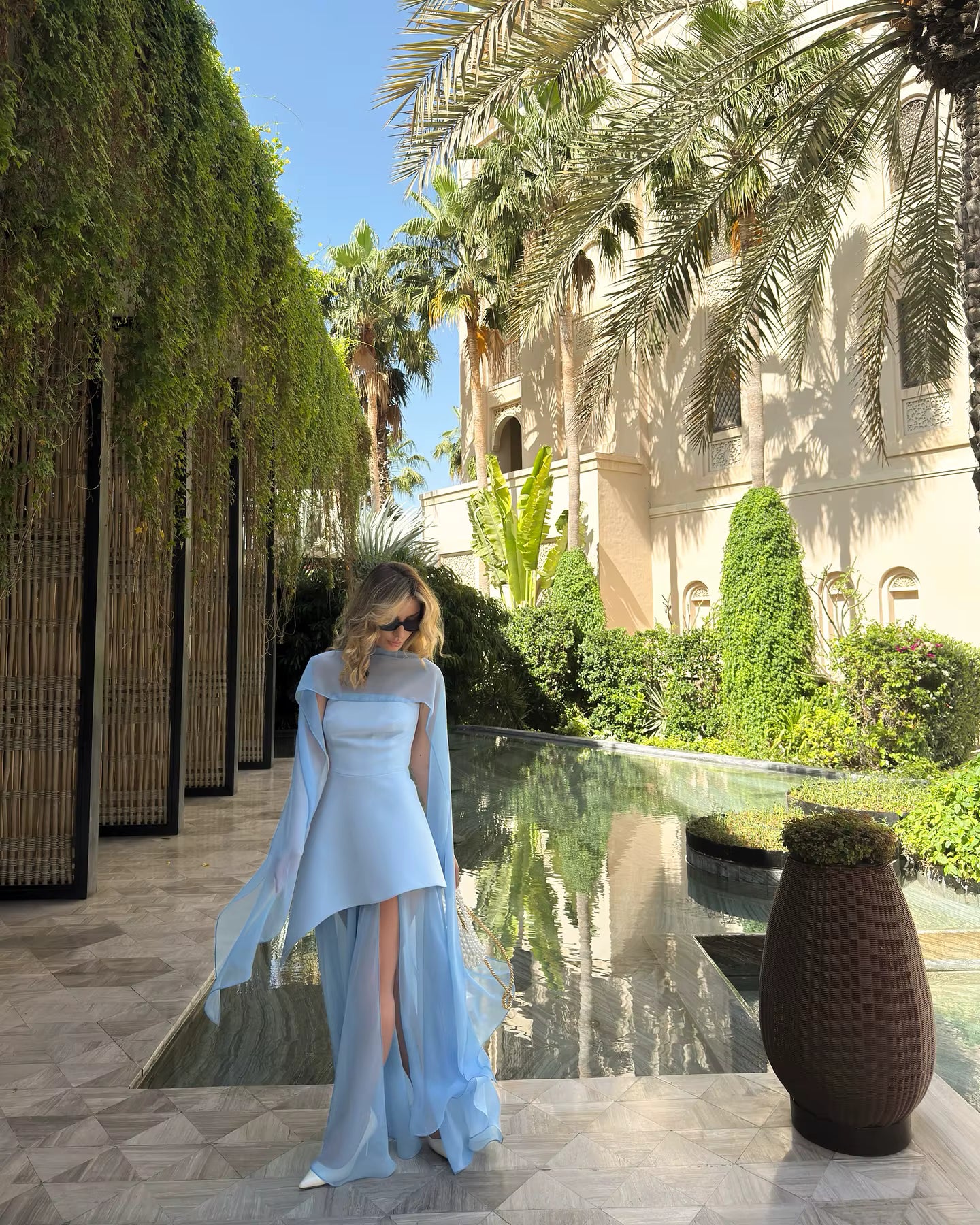 Elegant Shawl-Collar Cape Cover Up Ruffle Beach Style Long Dress