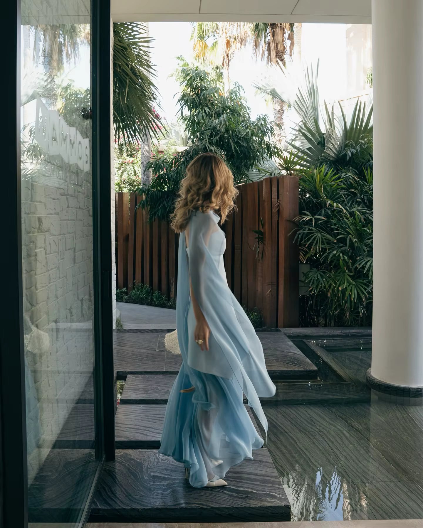 Elegant Shawl-Collar Cape Cover Up Ruffle Beach Style Long Dress